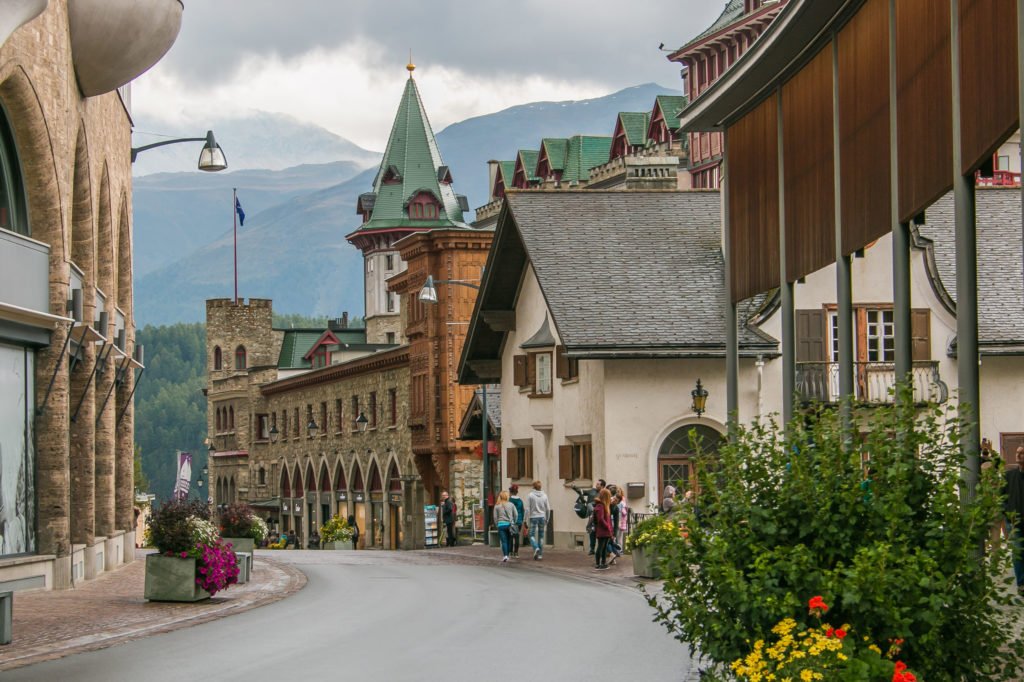Centro histórico de Saint Moritz, Suíça.