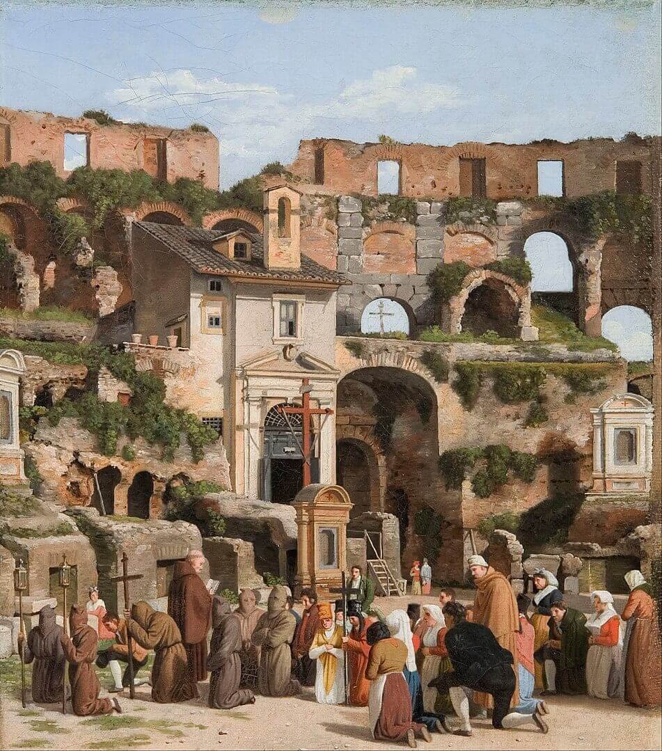 Pintura de Eckersberg retratando a procissão na igreja de Santa Maria
